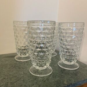 Vintage Indiana Glass Clear Cubist Tumblers